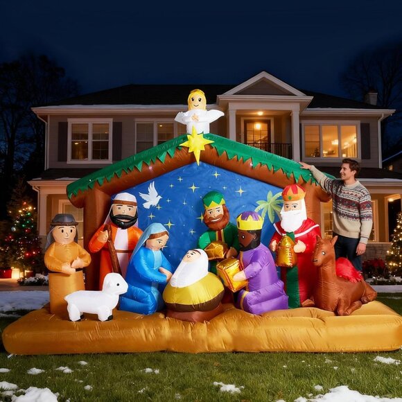 ⚡11 FT Christmas Inflatables Nativity 3 Sets Blow Up Yard Outdoor Decorations - Picture 8 of 8